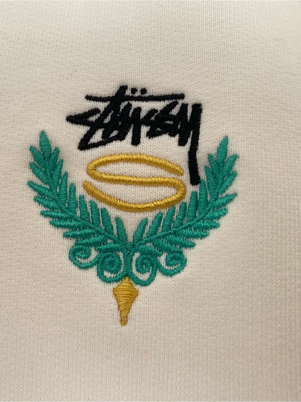 Stussy v-neck cotton fleece vest with embroidered logo, S